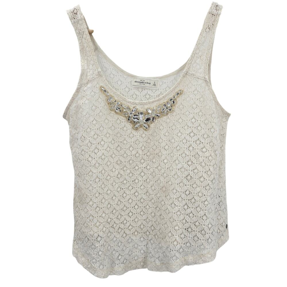 Abercrombie & Fitch Women Y2K Fairy Coquette Boho Chic Lace Rhinestone Top S
